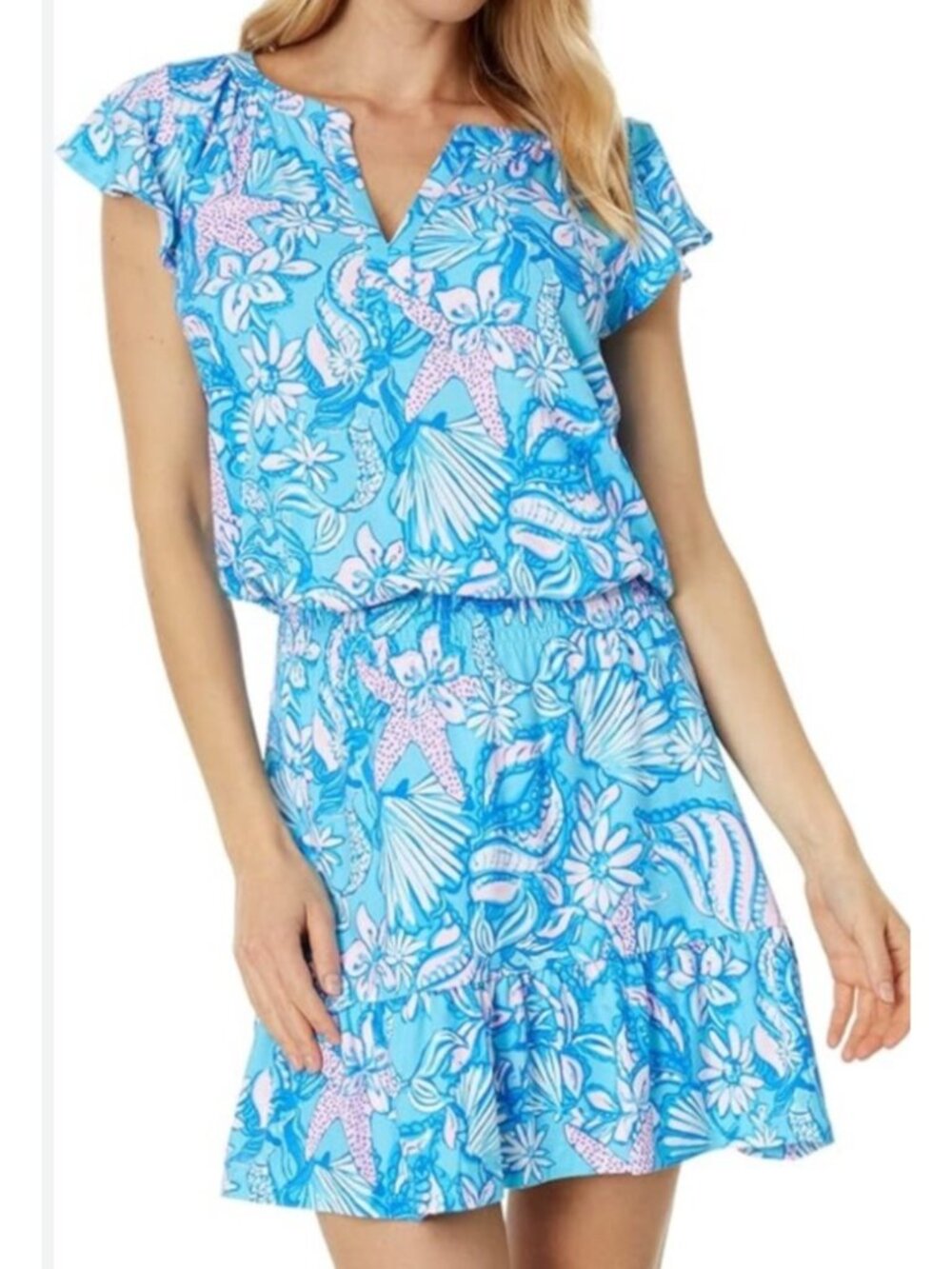 Lilly Pulitzer Womens Sz L Ravi Romper Amalfi Blue Sound The Sirens